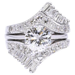 Vintage 14k White Gold 1.94tcw Diamond Ring With Jacket