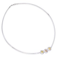 Vintage 14k White Gold 1.95ctw Yellow and Peach Diamond Bezel Necklace