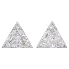Vintage 14k White Gold 2.00tcw Diamond Trillion Stud Earrings