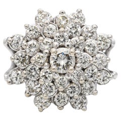 Vintage 14k Weißgold 2,15tcw Diamond Cluster Ring