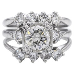 Vintage 14k White Gold 2.55tcw Diamond Cluster Statement Ring (Bague de déclaration en or blanc 14k)
