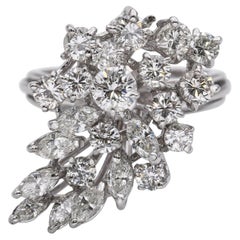 Vintage 14k Weißgold 2,58tcw Diamond Cluster Ring