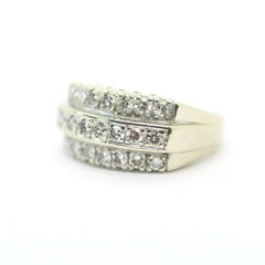 Vintage 14k White Gold 3 Row Diamond Ring