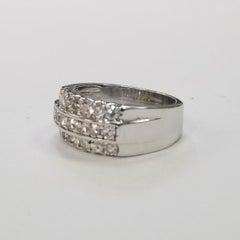 Vintage 14k White Gold 3 Row Diamond Ring