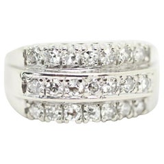 Vintage 14k White Gold 3 Row Diamond Ring