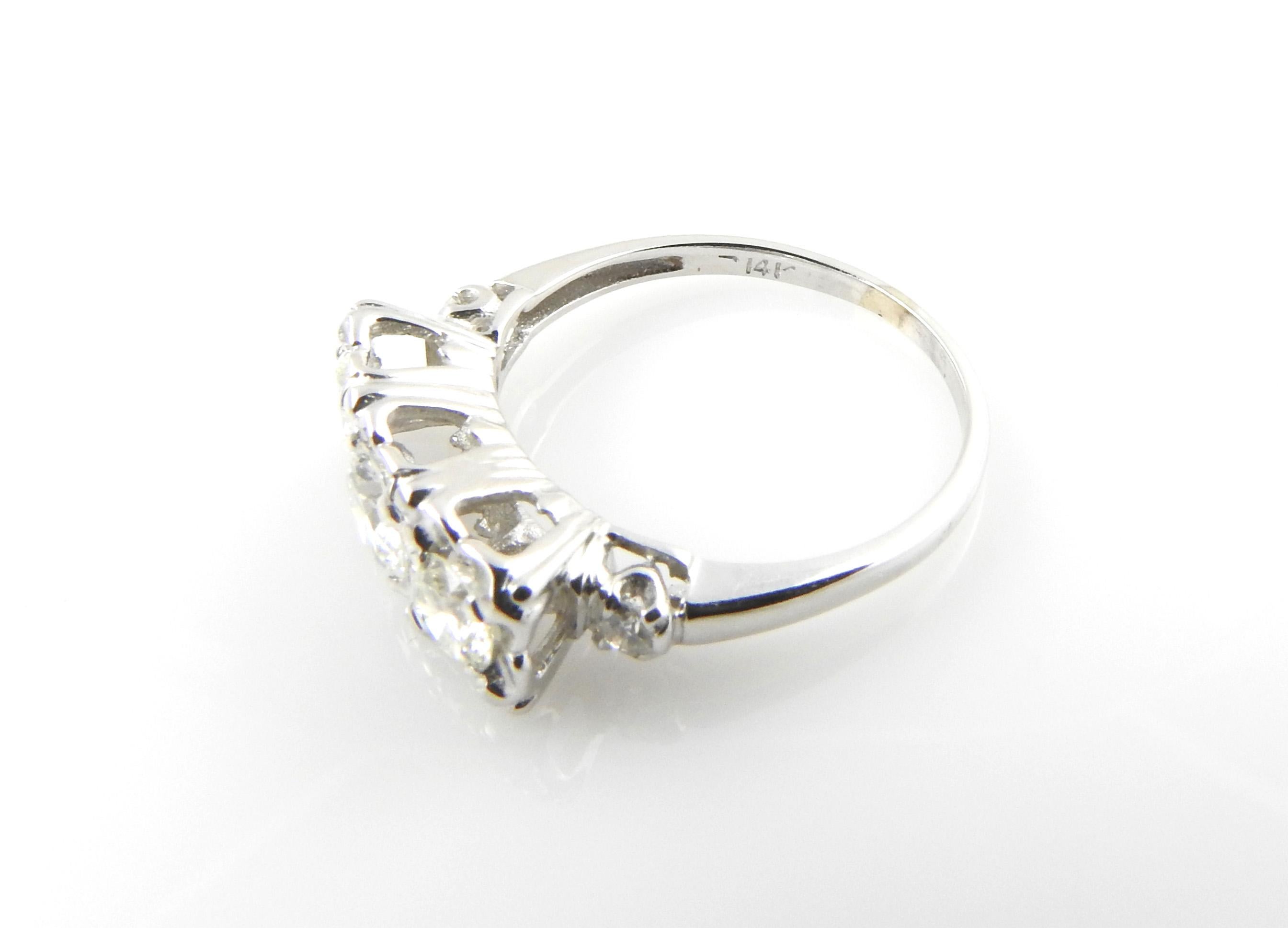 Vintage 14 Karat White Gold 3-Stone Diamond Ring 1.2 Carat 6