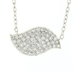 Vintage 14K White Gold 4.25ctw Round Pave Diamond Cluster Large Pendant Necklace