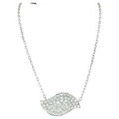 Retro 14K White Gold 4.25ctw Round Pave Diamond Cluster Large Pendant Necklace