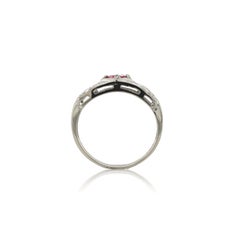 Vintage 14K White Gold .45ct Ruby and Diamond Band Ring