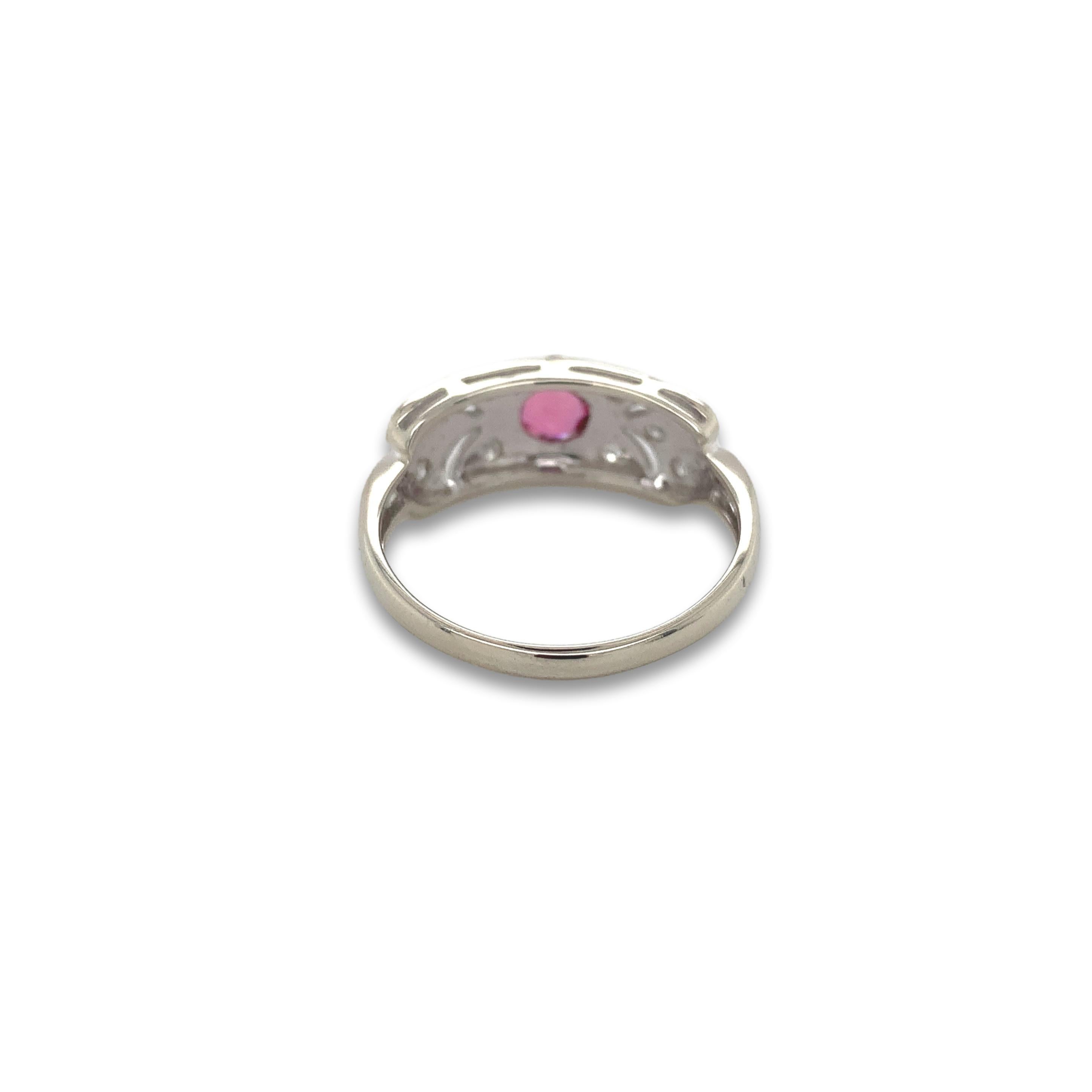 Women's Vintage 14K White Gold .45ct Ruby and Diamond Band Ring For Sale