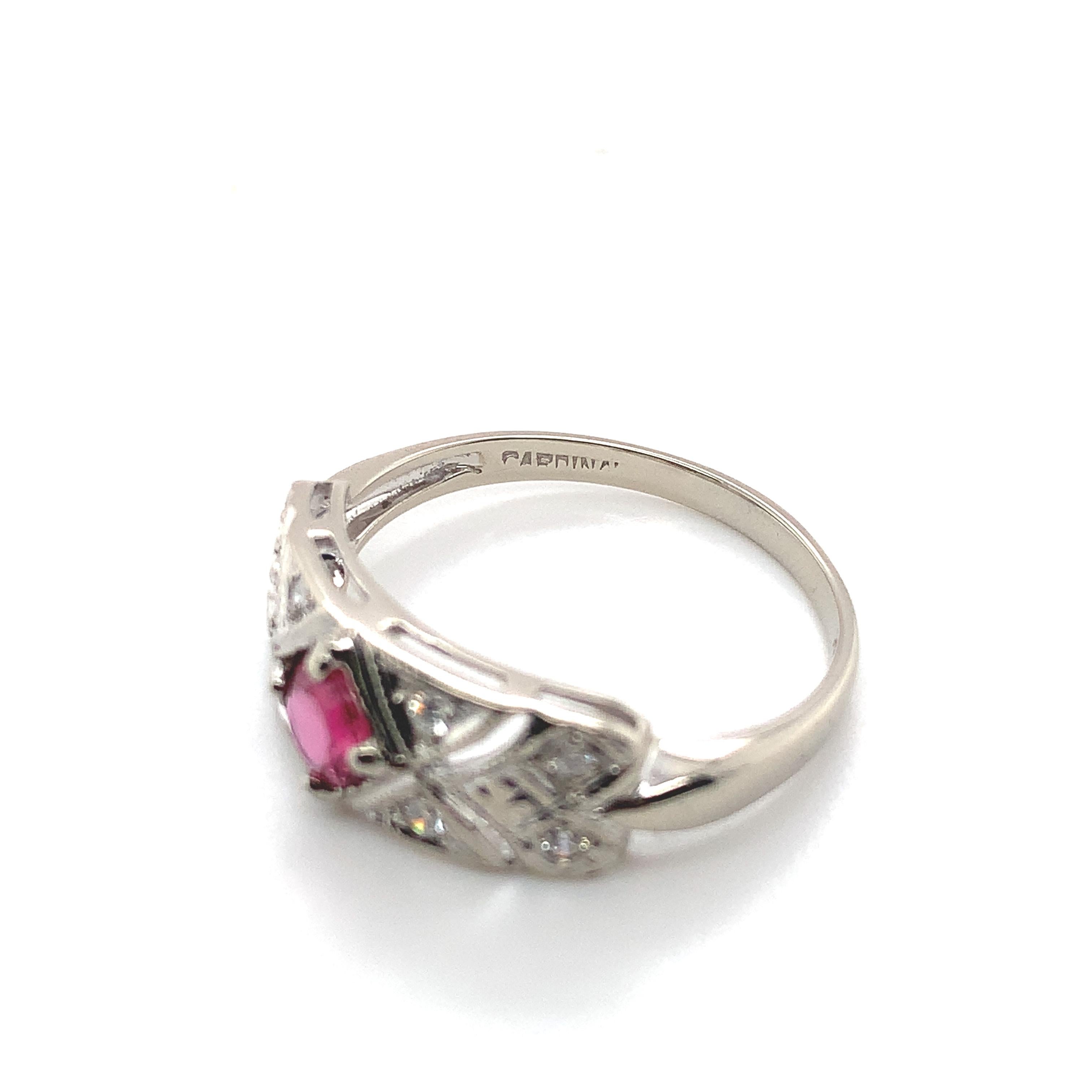 Vintage 14K White Gold .45ct Ruby and Diamond Band Ring For Sale 3