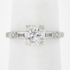 Vintage 14k White Gold .45ctw Old Cut Diamond Solitaire Engagement Promise Ring