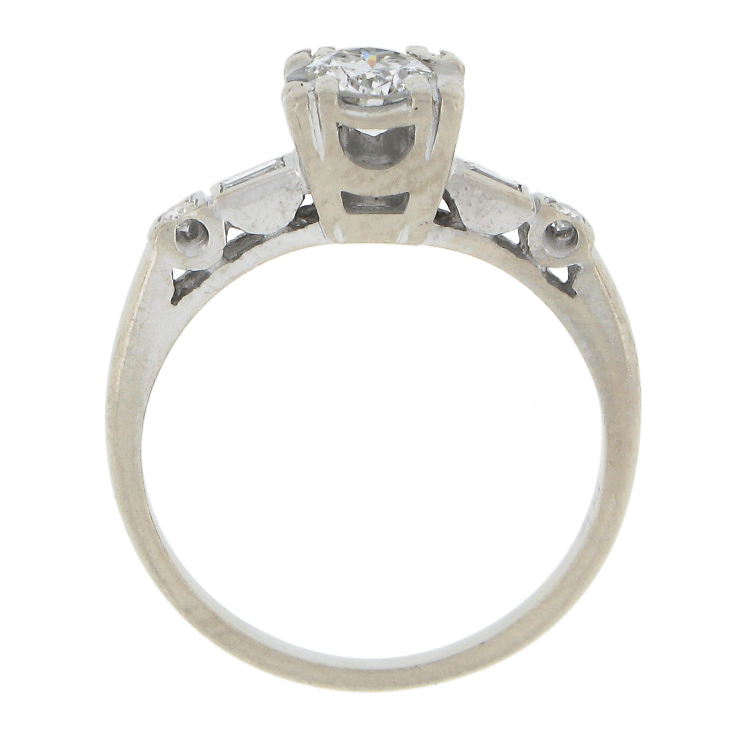 Vintage 14k White Gold .45ctw Old Cut Diamond Solitaire Engagement Promise Ring For Sale 2