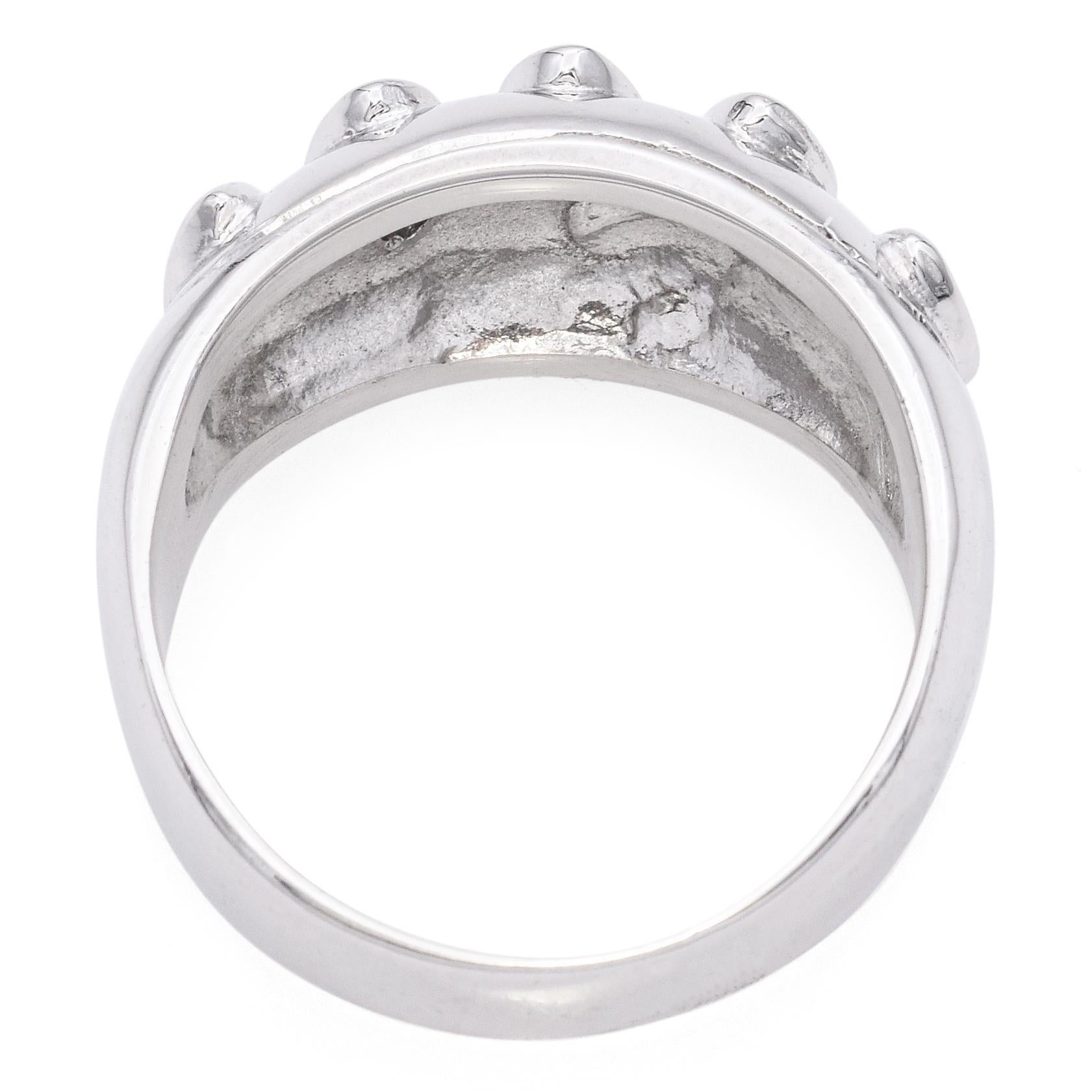 Donna Anello vintage con 5 pietre e diamanti marquise in oro bianco 14k in vendita
