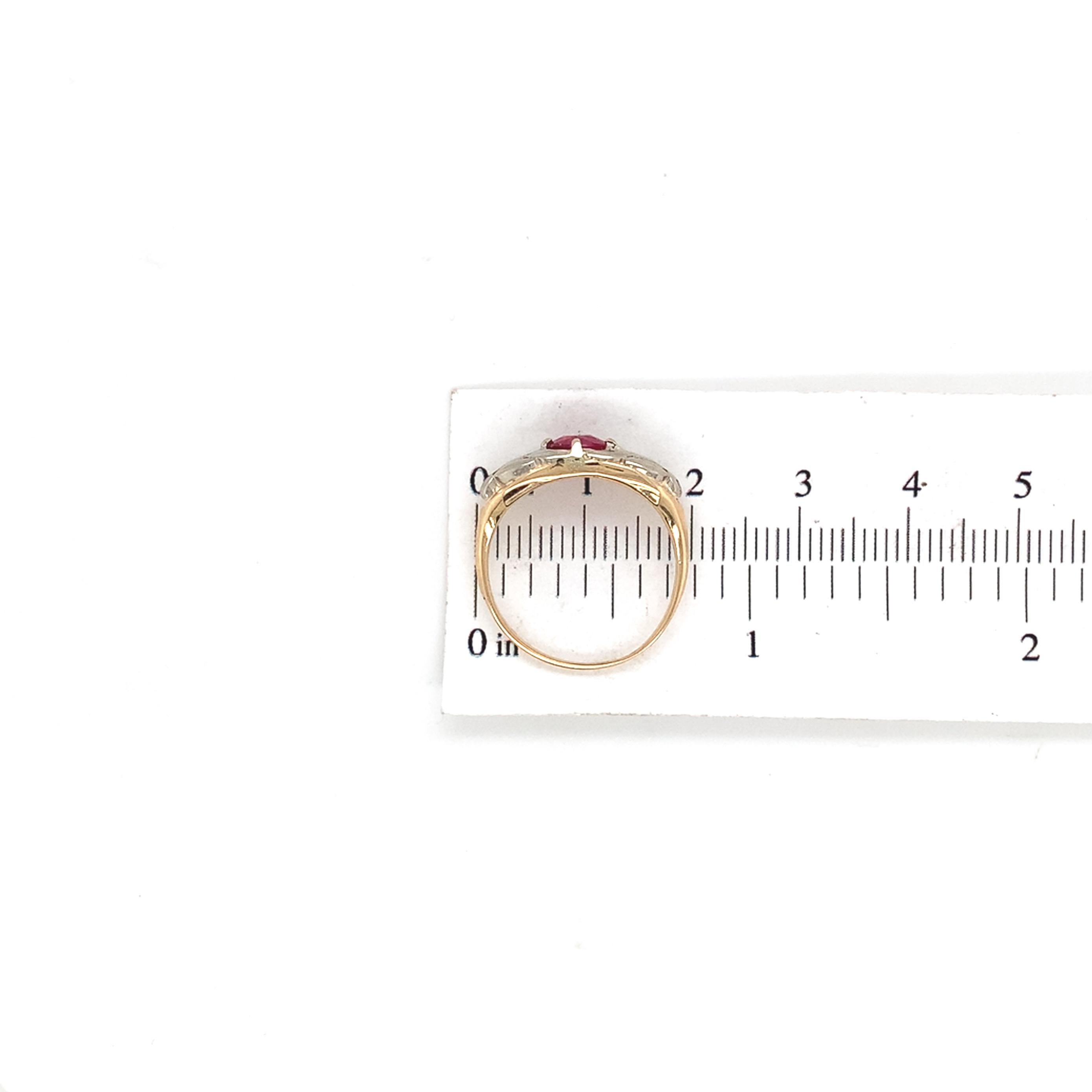Vintage 14K White Gold .72ct tw Ruby and Diamond Band Ring size 6 For Sale 5