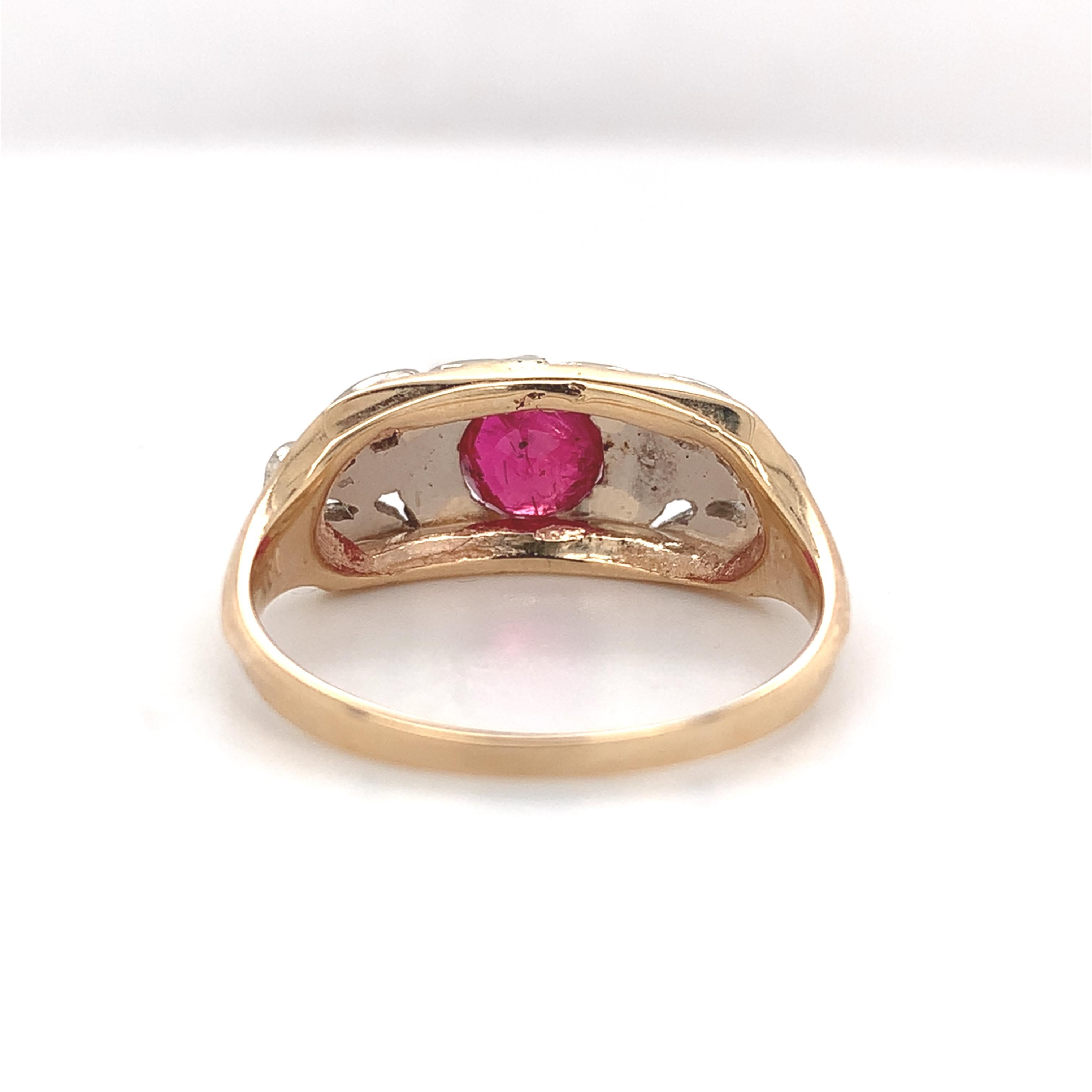Women's Vintage 14K White Gold .72ct tw Ruby and Diamond Band Ring size 6 For Sale