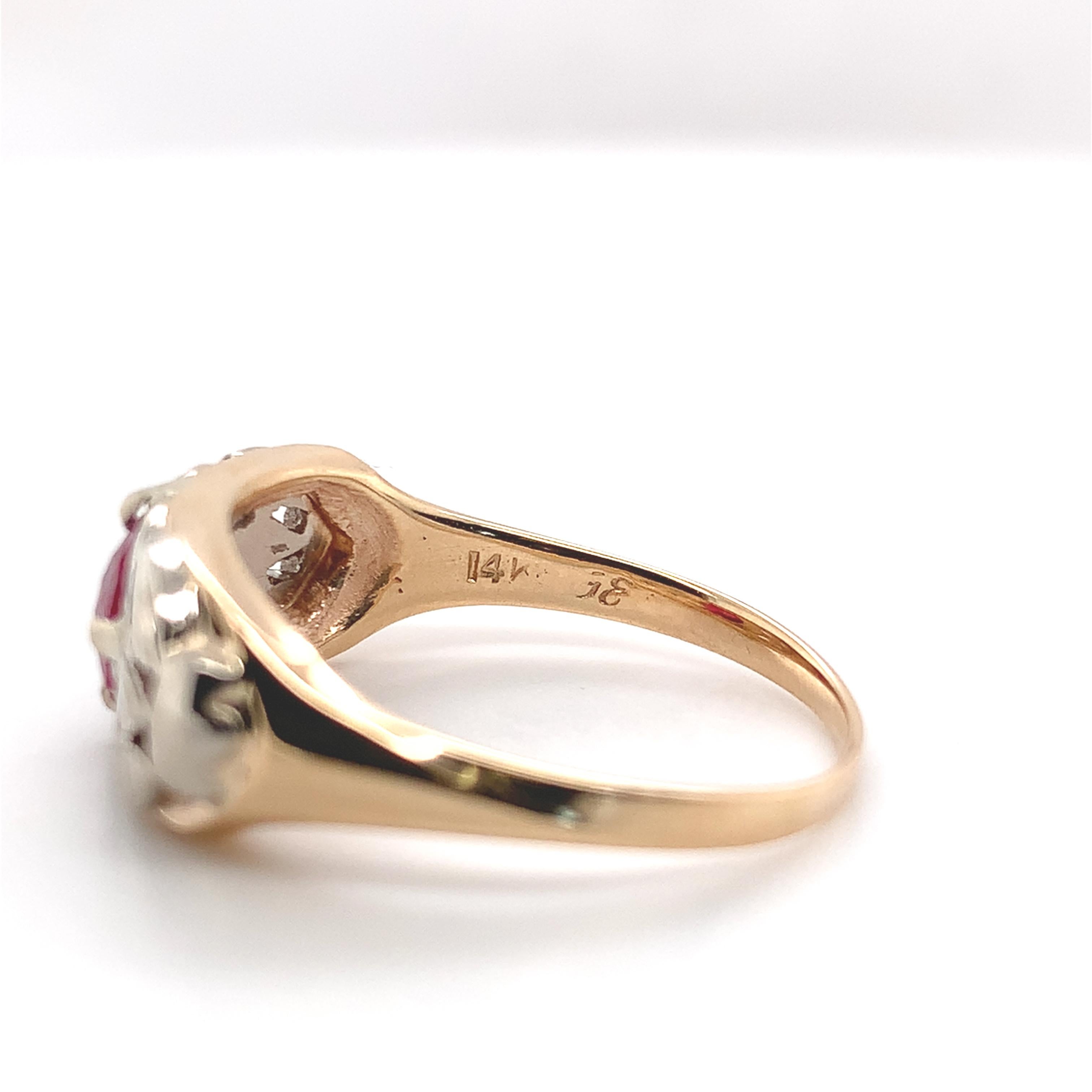 Vintage 14K White Gold .72ct tw Ruby and Diamond Band Ring size 6 For Sale 4