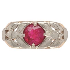 Vintage 14K White Gold .72ct tw Ruby and Diamond Band Ring size 6
