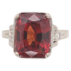 Vintage 14K White Gold 7.49 carat Garnet Filigree Ring size 8.25