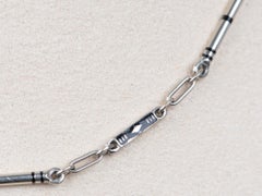 Vintage 14K White Gold and Black Enamel Watch Chain 13.75" Signed BB BinderV1194