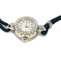 Vintage 14 Karat White Gold and Diamond Longines Ladies Mechanical Watch