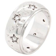 Bague vintage en or blanc 14 carats avec une étoile sertie de diamants, inspirée d'une bague de cigare
