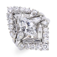 Vintage 14k White Gold and Platinum 3.07tcw Engagement Ring