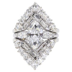 Vintage 14k White Gold and Platinum 3.07tcw Engagement Ring