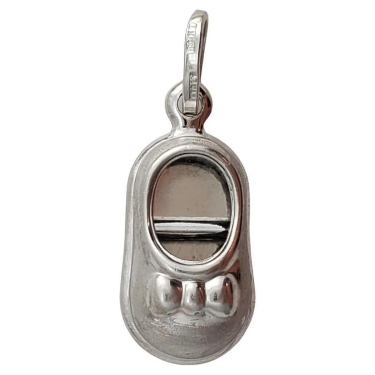 Vintage 14K White Gold Baby Shoe Charm Pendant #19355