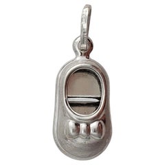 Vintage 14K White Gold Baby Shoe Charm Pendant #19355