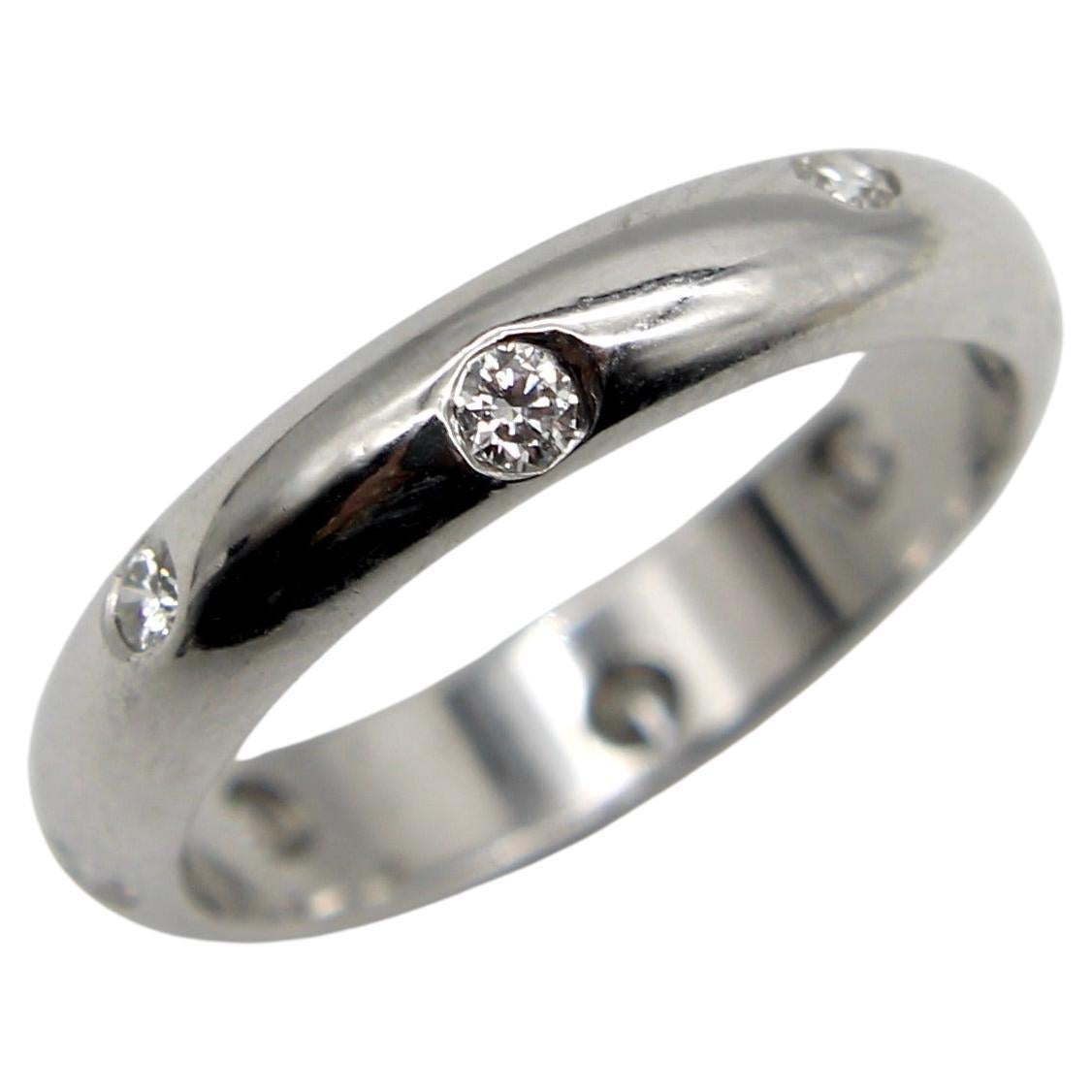 Vintage 14K White Gold Band with Diamond Etoile Ring For Sale