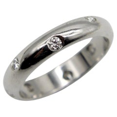 Vintage 14K White Gold Band with Diamond Etoile Ring