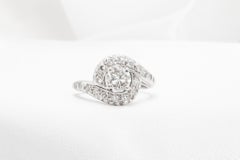 Vintage 14K White Gold Bypass Diamond Ring