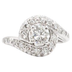 Anillo de diamantes Bypass Vintage de oro blanco de 14 quilates