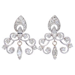 Vintage 14k White Gold Chandelier 1.72tcw Diamond Earrings