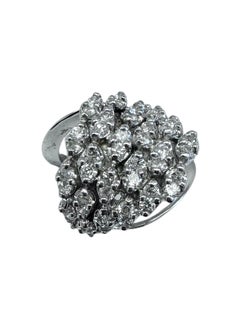Vintage 14K White Gold Cluster Diamond Ring