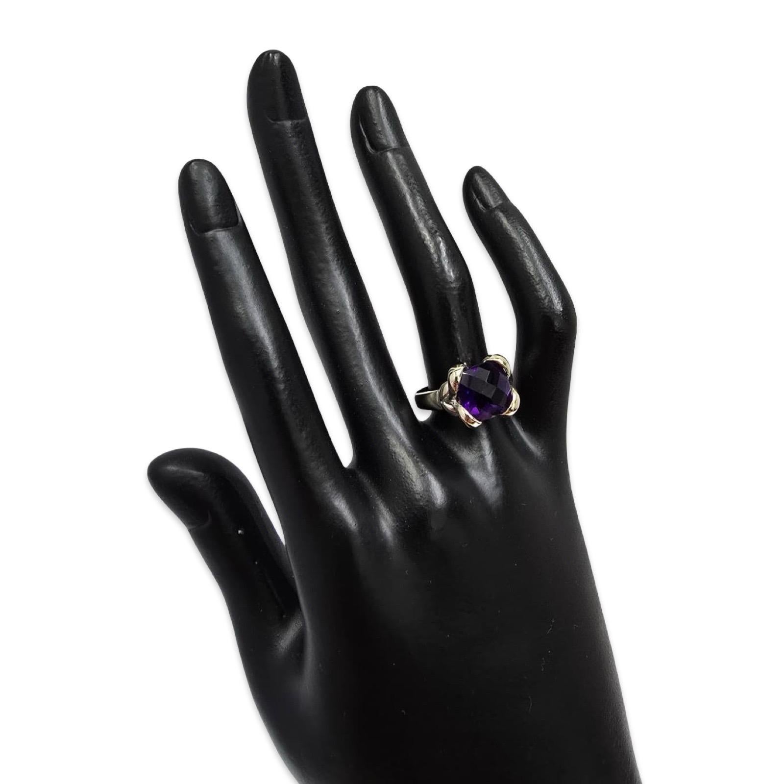 Vintage 14K Weißgold Cushion-Cut Amethyst Statement Ring im Zustand „Gut“ im Angebot in Miami, FL