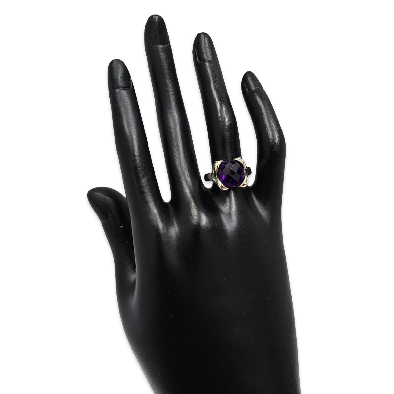 Vintage 14K Weißgold Cushion-Cut Amethyst Statement Ring für Damen oder Herren im Angebot