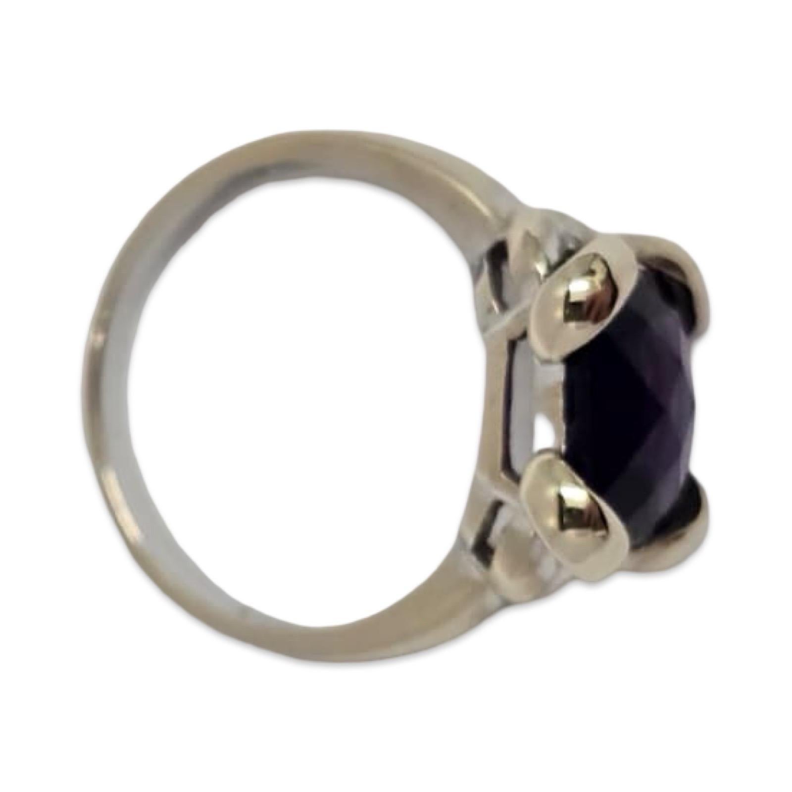 Vintage 14K Weißgold Cushion-Cut Amethyst Statement Ring im Angebot 2