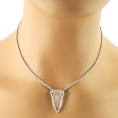 Vintage 14K White Gold Cut Crystal and Diamond Pendant #1811