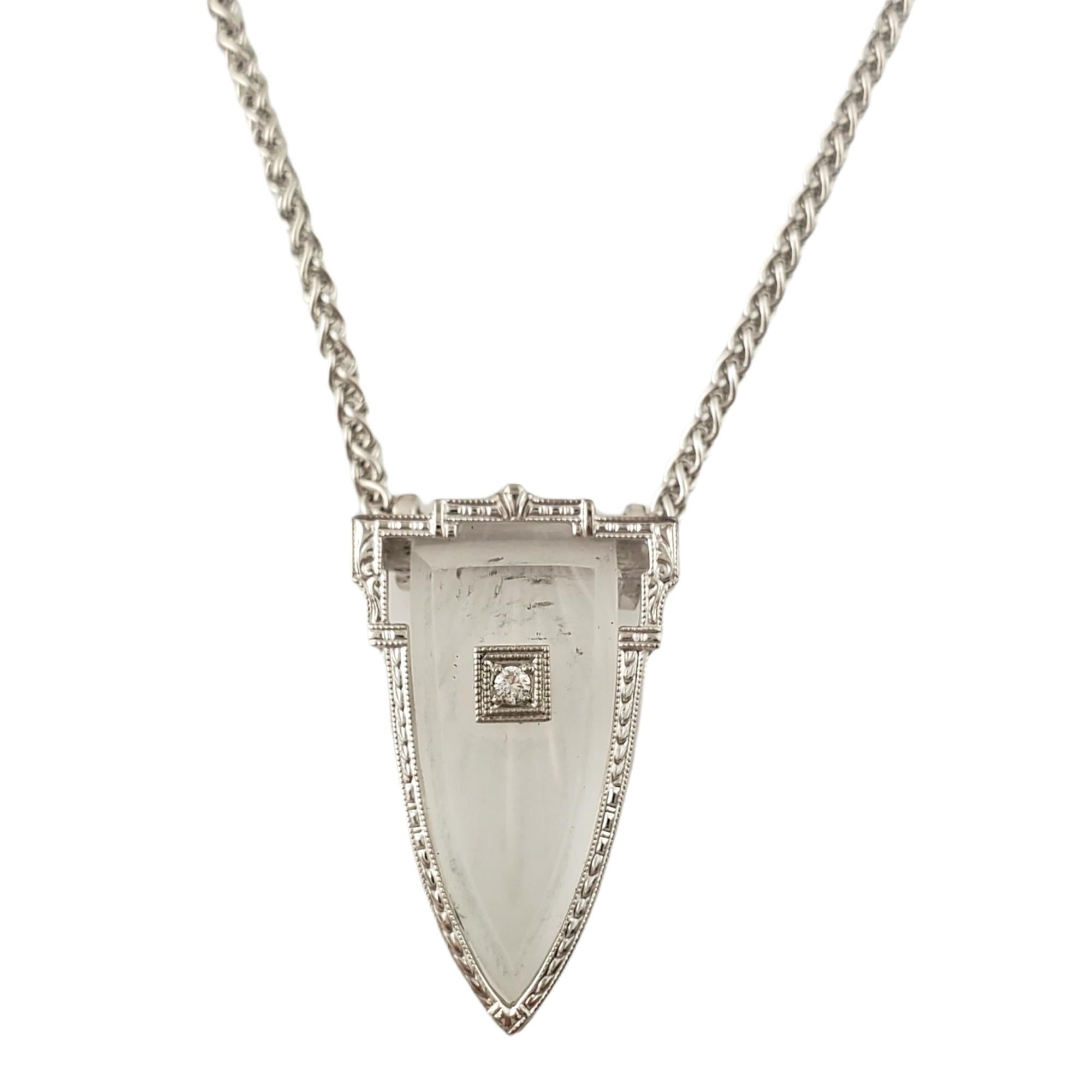 Brilliant Cut Vintage 14K White Gold Cut Crystal and Diamond Pendant #1811 For Sale
