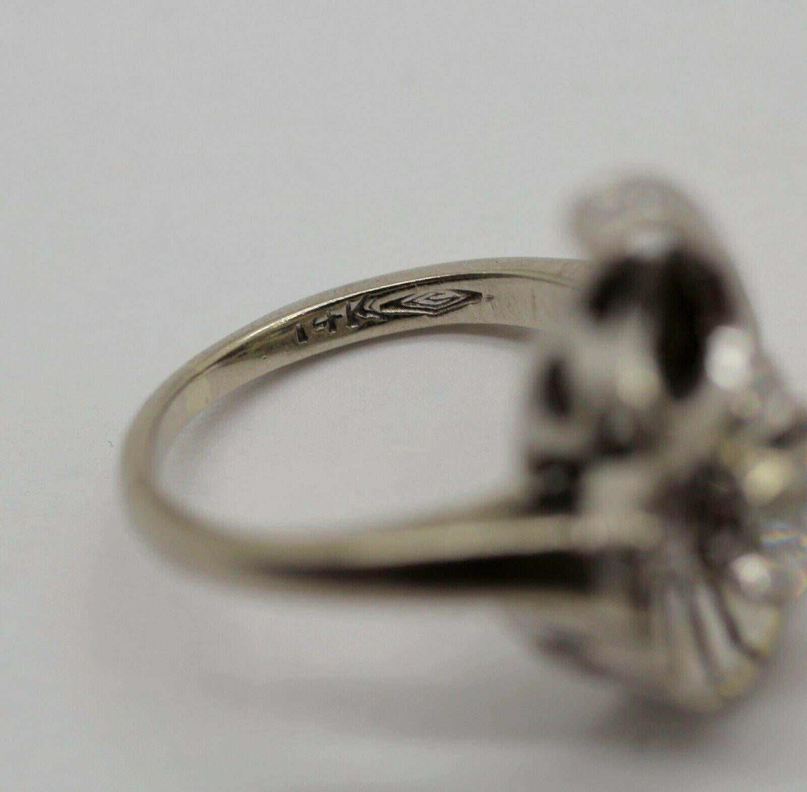 Women's or Men's Vintage 14k White Gold Diamond Antique Ring
