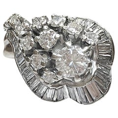 Vintage 14K White Gold Diamond Ballerina Ring