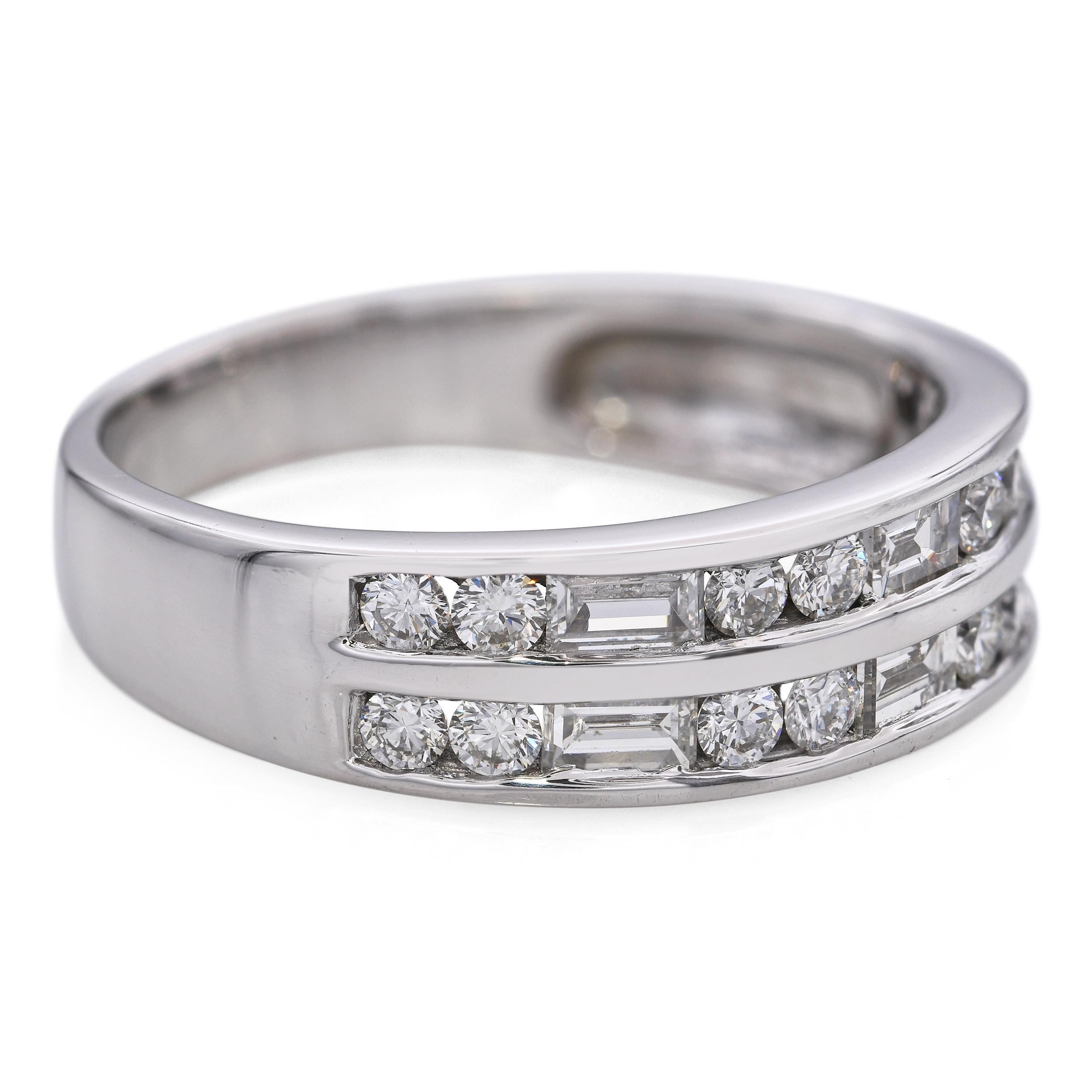 Vintage 14k Weißgold Diamant Band Ring im Angebot 1