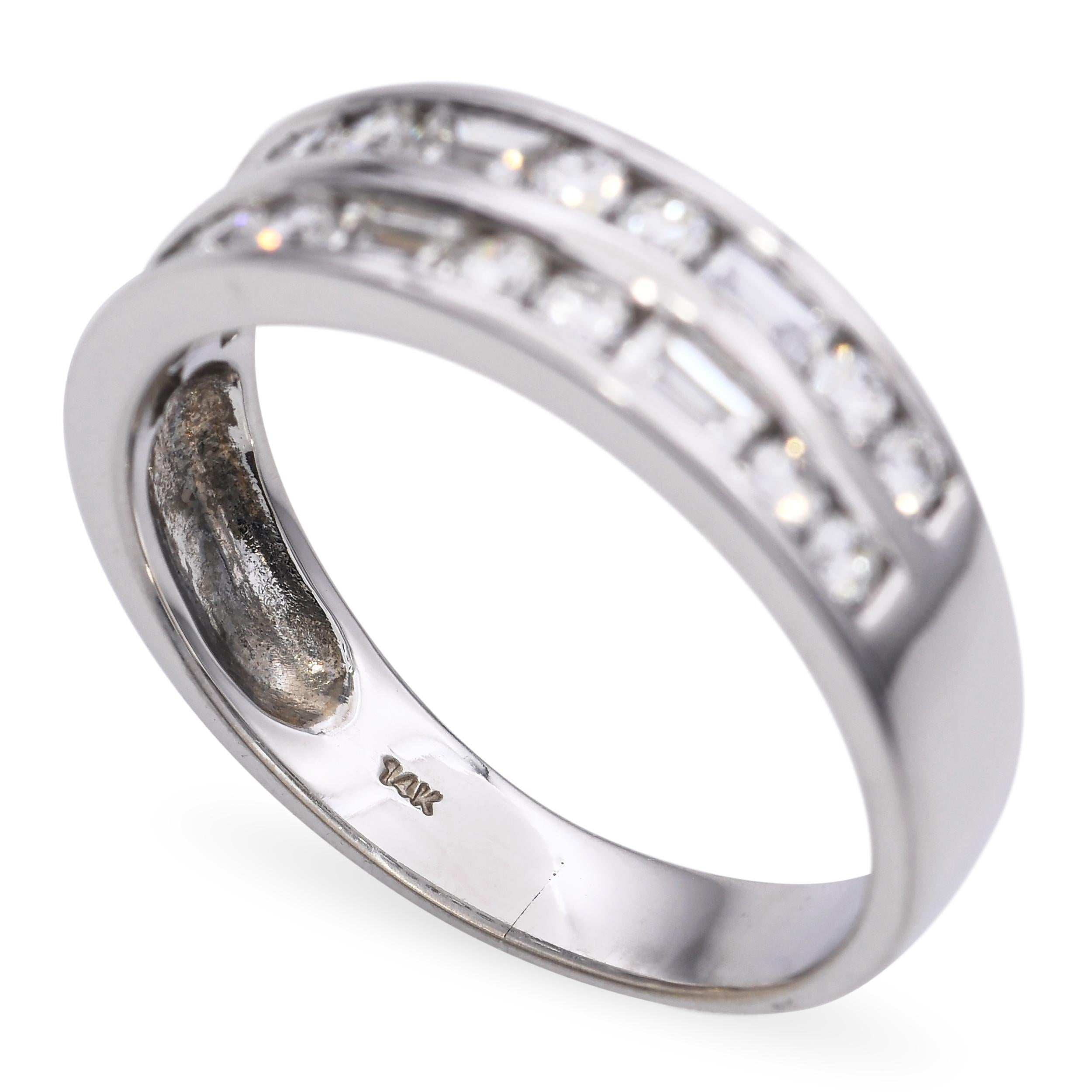 Vintage 14k Weißgold Diamant Band Ring im Angebot 2