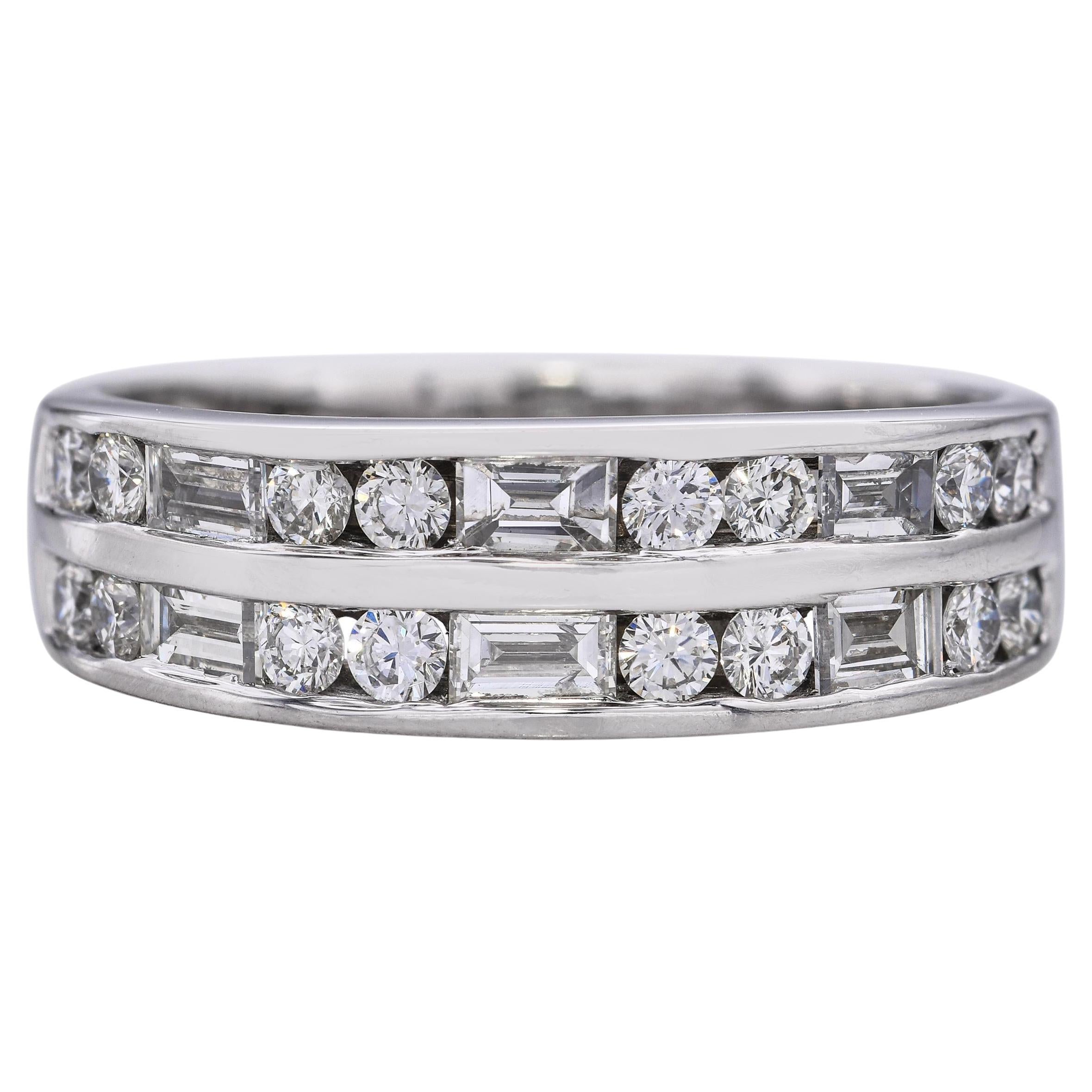 Vintage 14k Weißgold Diamant Band Ring im Angebot