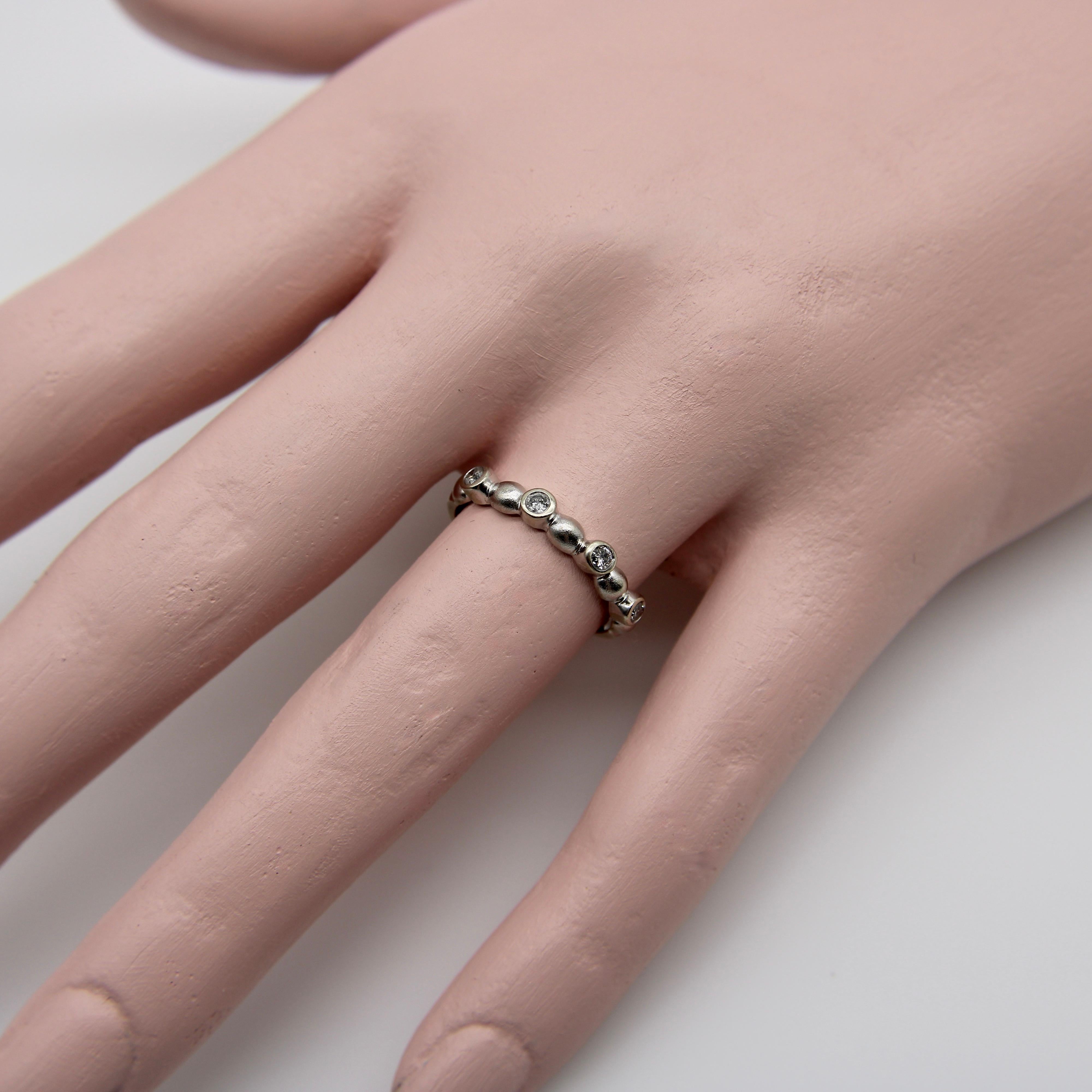 Vintage 14K White Gold Diamond Bubble Ring For Sale 2