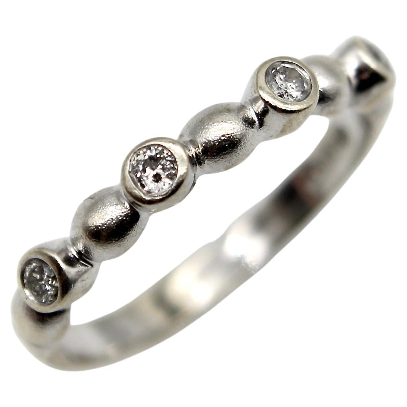 Vintage 14K White Gold Diamond Bubble Ring