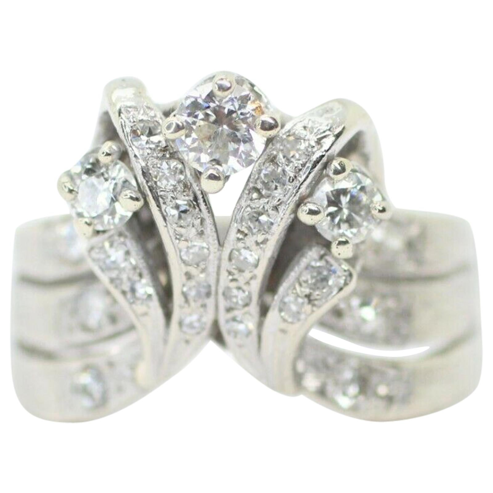 Vintage 14k White Gold Diamond Cluster Ring