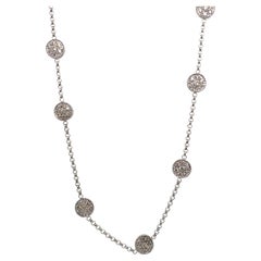 Vintage 14K White Gold Diamond Cluster Station Necklace